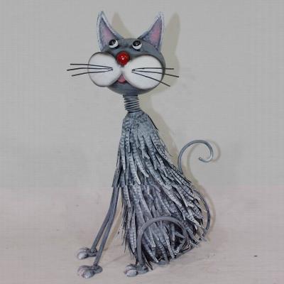 China Eco-friendly Popular Animal Outdoor Yard Decoration Cat Metal Statue Garden Design Cute Cat for sale