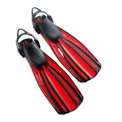 China Long Scuba Diving Equipment Eco-Friendly Durable Comfortable Water Sports Adjustable Strap PP TPR Heel Open Strap Rubber Fin For Freediving Speafishing for sale