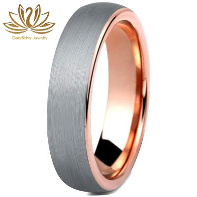 China Tungsten Ring Brushed Silver Customized Tungsten Rose Gold Wedding Bands Brushed From Manufacturer 5mm To Finish Silver Arched Comfort Fit for sale