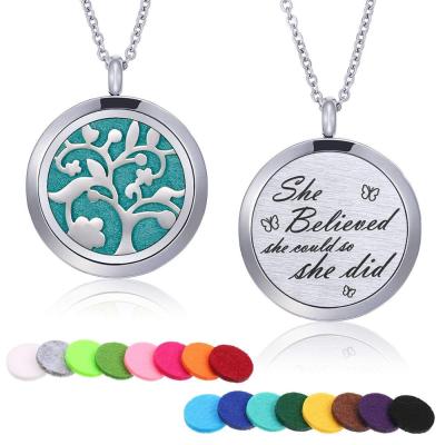 China Premium Aromatherapy Necklace Aroma Of Life Essential Oil Diffuser Necklace Pendant Christmas Gift Tree for sale