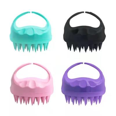 China Handheld Soft Silicone Hair Scalp Massager Hair Brush OEM Silicon Hair Brush Waterproof Scalp Care Head Scrubber Soft Brush For Deep Cleansing for sale