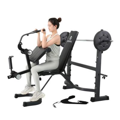 China Salon SJ-7850-1 Mutli Function Station Adjustable Dumbbells Weigh Bench With Resistance Band for sale