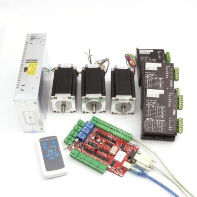 China 3 Axis USBCNC CNC Controller Kit NEMA 23 Stepper Motor (Dual Axis) 425oz-in 112mm 3A & Driver 40VDC 4A 128 microstep FMD2740C 23HS2430B for sale