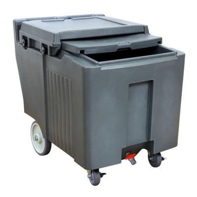 China Portable Movable Portable Gray Ice Caddy With Wheels Ice Storage Cart 110L Ice Storage Bin for sale