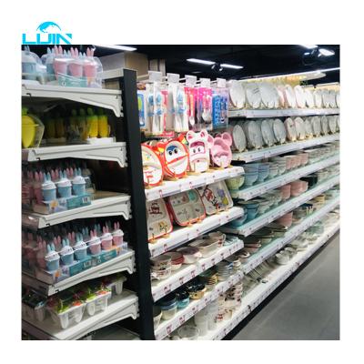 China LIJIN High Quality Standard Single Sided SHELF Units Supermarket Gondola Retail Shelving for sale