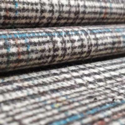 China New Arrival Plaid Houndstooth Tweed Wool Blended Woven Fabric For Suit Coat for sale