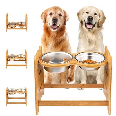 China Viable New Design Adjustable Elevated Dog Bowl Stand, High Dog Food Bowl, Double Elevated Luxury Pet Adjustable Cat Dog Bowl Stand for sale