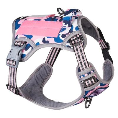 China Popular Quick Release Custom Design Dog Harness with Matching Dog Collar Leash Bow Tie and Bandana Set Reversible Neoprene Dog Harness Vest for sale