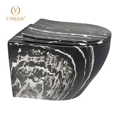 China Concealed Tank YIBAIGE SANITARY WARE WATER CLOSET TOILET LUXURY BATHROOM MATT COLOR ELECTROPLATE WALL HUNG RIMLESS TOILET for sale