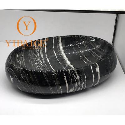 China Modern hot selling glossy black marble ceramic basin 600mm building material basins for sale