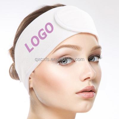 China Wholesale Custom Embroidered Headband Logo Face Wash Hairband Microfiber Face Wash Hair Band Spa Headband Makeup Shower Headband for sale