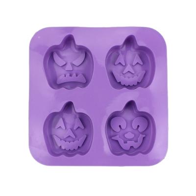 China Viable 4 Cavities Halloween Silicone Mold Chocolate Mold Ghost Cake Molds for sale