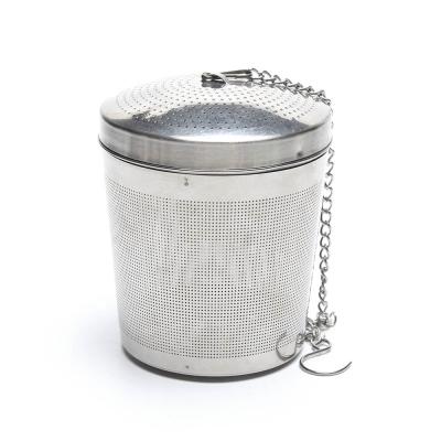 China Sustainable Hot Selling Amazon Mesh Stainless Steel Basket Tea Infuser Fine Strainer With Chain for sale