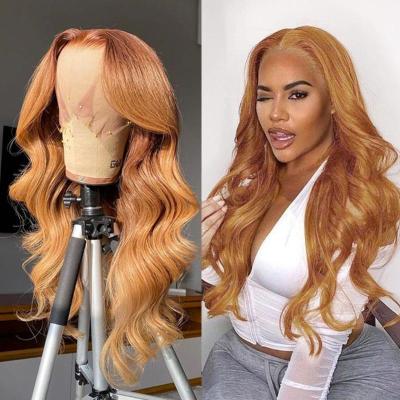 China European and American water wave long fashion wig golden brown wavy curly women's mid length curly headgear with adjustable buckle for sale