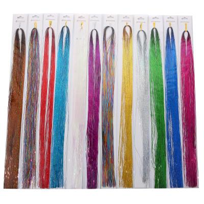 China Factory Wholesale Colorful Silky Straight Mechanism Wave Laser Hair Extensions Sequin Ear Hair Flashing Flashing Silk Accessories for sale