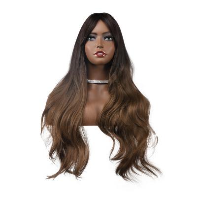 China European and American FRENCH LOOP matte silk wig female large wave dark brown dyed eight character strokes for sale