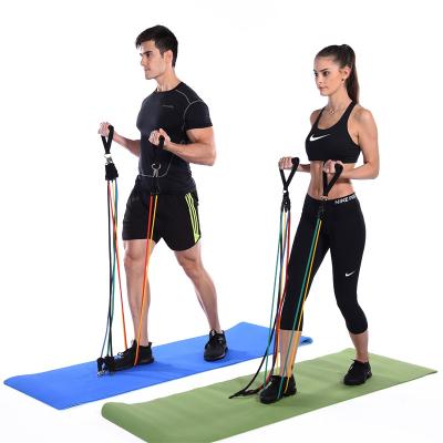 China Toppest Eco-Friendly Quality Nature Latex 11pcs Multifunctional Resistance Bands Sets Strength Gym Fitness Training Kits With Credentials for sale