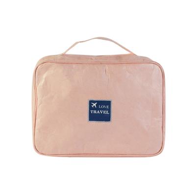 China Fashion INS Handbag Travel Beauty Tyvek Paper Bag Pink Cosmetic Makeup Bag for sale