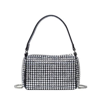 China High Quality 2021 Fashion Diamond Hand Bag Twinkle Shiny Bling Shoulder Bags Totes Chain Cross - Rhinestone Purse And Handbag Womens Body Girls for sale