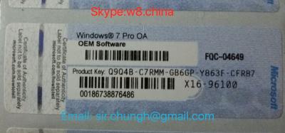 China Windows win 7  pro oem COA sticker FPP coa Label key 100% online activation Original Genuine for sale