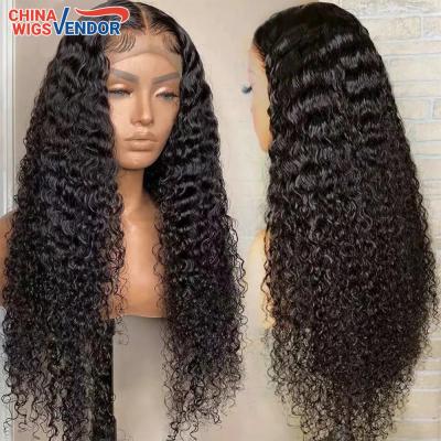 China Undetected Swiss Water Wave 13X4 HD Lace Front Wig Brazilian Water Wave Human Hair Wigs Pre Plucked With Baby Hair for sale