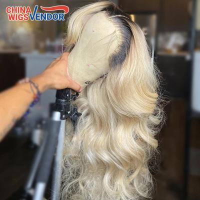 China Wholesale Honey Blonde 613 body wig from China wigs seller 100%virgin hair wave 150% density Ombre color full lace straight wig seller for sale