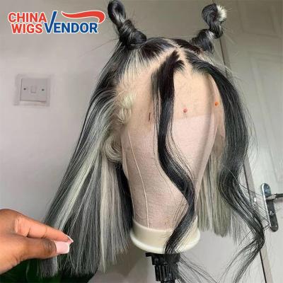 China Gray Black Colored Preplucked Hairline Short Bob Human Hair Lace Front Wig HD Lace Wig Blonde Headband 613 Straight White Highlight Straight for sale