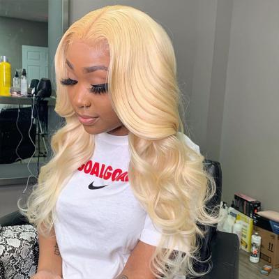 China Blonde Lace Frontal Wig Human Hair Silky Straight 613 Lace Front Wigs For Women Brazilian Hair Color 30 Inch Body Wave Lace Wig Vendor for sale