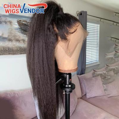 China Afro Wave 360 ​​Lace Frontal Wig Pre Plucked With Baby Hair Lace Front Human Hair Wigs For Women Mslynn Remy Hair Yaki Curly Straight Wigs for sale