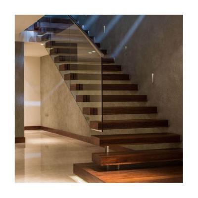 China CAE Modern Straight Staircase Floating Staircase With Solid Wood Treads for sale