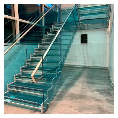 China Modern Residential Double Beam Staircase Project Glass Staircase for sale