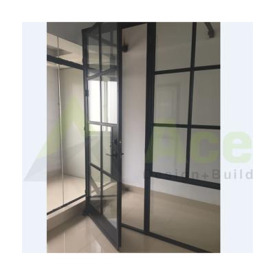 China Magnetic Exterior French Door Arch Screen Wrought Iron Doors Double Entry Top French Doors for sale