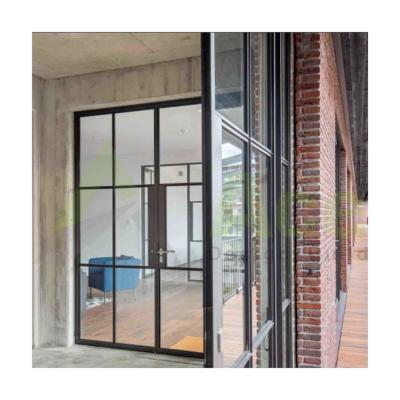 China Magnetic Commercial Steel Screen Door CAE Steel Profile Doors French Steel Exterior Entry Doors With Glass for sale