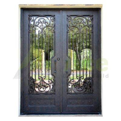 China New Design Modern Wrought Iron Grill Doors Steel Entry Security Door for sale