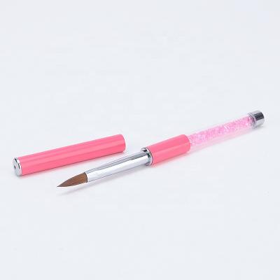 China NAIL GUYO Acrylic Pink Rhinestone Handle Nail Art Brush Kolinsky for sale