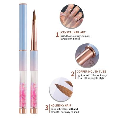 China Hot-selling NAIL GUYO 100% Kolinsky Pure Blue and Pink Gradient Quicksand Handle Acrylic Nail Brush for sale