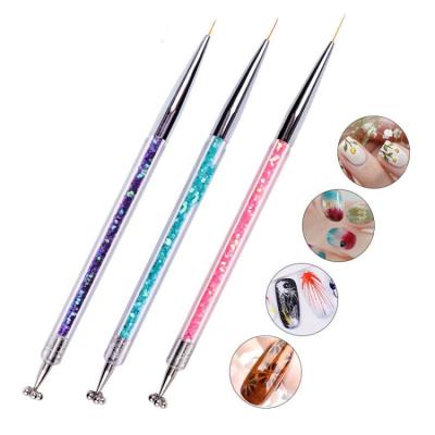 China NAIL Beautifully lined nail polish brush with metal flower-shaped texture inside cap for sale