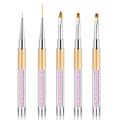 China NAIL GUYO Gold Nylon Acylic Rhinestone Nail Set Brush Customizable Logo for sale