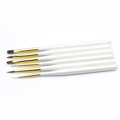 China NAIL GUYO Professional White Wooden Handle Nylon Nail Brush Customizable Logo for sale