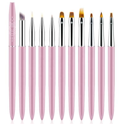 China Nail Art Gel Brushes NAIL Heart Shape Glitter Metal Handle Gel Set Brushes for sale