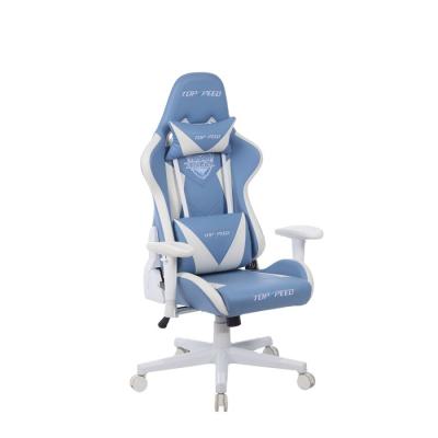 China (Height)Adjustable Modern Swivel Racing Gaming Chair With Special Blue&white Upholstery for sale