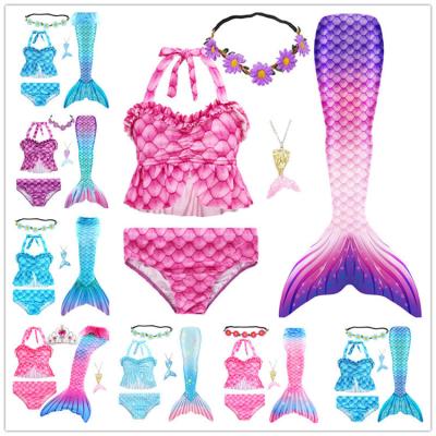 China 5PCS Breathable Children Mermaid Tail For Girls With Accessories Girls Swimsuit Mermaid Dress for sale