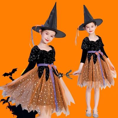 China Costume Kids Halloween Christmas Party Costume Girls Witch Dress Vampire Costume for sale