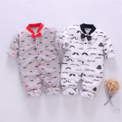 China 0-6 Months Anti-Shrink Winter Overalls Baby Toddler Baby Rompers Cartoon Flannel Romper Clothes For Infant Baby for sale