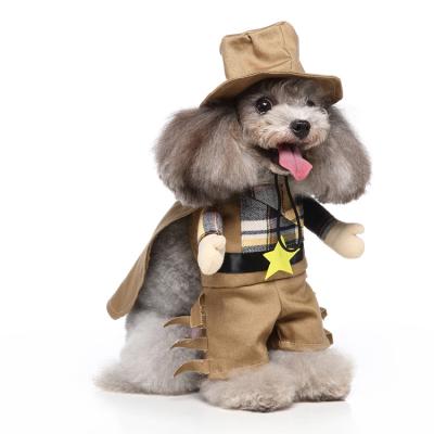 China 2PCS Cowboy Puppy Costume Pet Dog Halloween Christmas Gift Puppy Stocked Clothes for sale