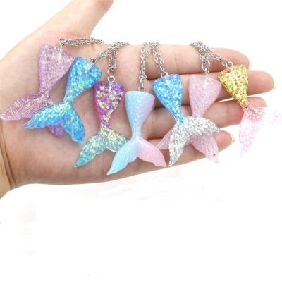 China Good Quality CLASSIC Customized Necklace Mermaid Shape Accessories Girl Mermaid Sparkle Pendant Necklace for sale