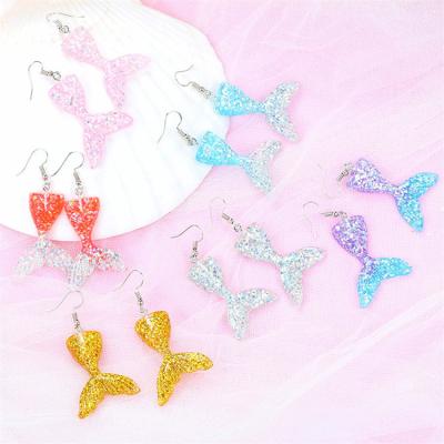 China New Designer Sparkle Mermaid Earring Princess Game Jewelry Resin Mermaid Studs Studs for sale