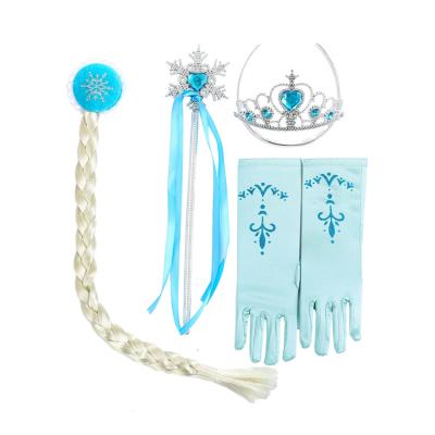 China Frozen Princess Party Girls Elsa Anna Princess Crown Magic Wand Wig Children Halloween Accessories Birthday for sale