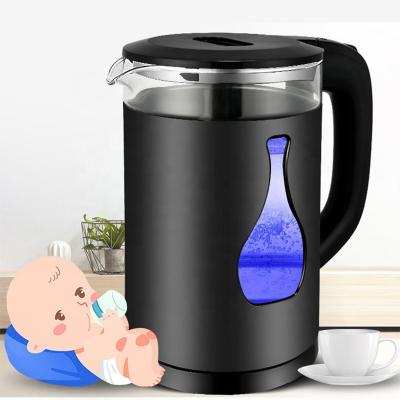 China 360 Degree Food Grade Glass Bottom Rotation Electric Bottle Warmer 2.2L Maker Electric Kettle Led Modern Electric Kettle for sale