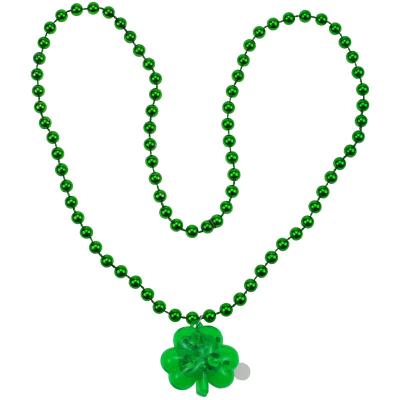 China Plastic + LED St Patrick's Day Necklaces with Shamrock Medallion LED Light St Patrick's Day Party Favors Necklace Accessories for sale